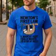 Newtons First Law Physics Jokes Science Teacher Men's Casual T-Shirt Royal Blue Newtons First Law Physics Jokes Science Teacher Men's Casual T-Shirt Royal Blue