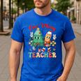 One Merry Teacher Groovy Christmas Tree Pjs Xmas Teacher Men's Casual T-Shirt Royal Blue One Merry Teacher Groovy Christmas Tree Pjs Xmas Teacher Men's Casual T-Shirt Royal Blue