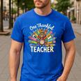 One Thankful Teacher Cute Thanksgiving Turkey School Men's Casual T-Shirt Royal Blue One Thankful Teacher Cute Thanksgiving Turkey School Men's Casual T-Shirt Royal Blue
