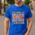 One Thankful Teacher Thanksgiving Groovy Fall Autumn Teacher Men's Casual T-Shirt Royal Blue One Thankful Teacher Thanksgiving Groovy Fall Autumn Teacher Men's Casual T-Shirt Royal Blue