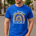 One Thankful Teacher Thanksgiving Rainbow Leopard Fall Men's Casual T-Shirt Royal Blue One Thankful Teacher Thanksgiving Rainbow Leopard Fall Men's Casual T-Shirt Royal Blue