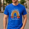 One Thankful Teacher Thanksgiving Turkey Rainbow Fall Men's Casual T-Shirt Royal Blue One Thankful Teacher Thanksgiving Turkey Rainbow Fall Men's Casual T-Shirt Royal Blue