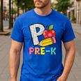P Is For Pre-K Teacher Pencil Apple Back To School Men's Casual T-Shirt Royal Blue P Is For Pre-K Teacher Pencil Apple Back To School Men's Casual T-Shirt Royal Blue