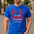 PE Where Sweating Is Good But Deodorant Is Better PE Teacher Men's Casual T-Shirt Royal Blue