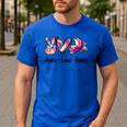 Peace Love Books Librarian Teacher Life Book Library Tie Dye Men's Casual T-Shirt Royal Blue