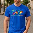 Peace Love Physical Education Tie Dye Sports PE Teacher Men's Casual T-Shirt Royal Blue