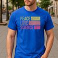 Peace Love Science Lovers Math Chemistry Teacher Men's Casual T-Shirt Royal Blue