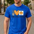 Peace Love Visuals Sped Teacher Pumpkin Skeleton Halloween Men's Casual T-Shirt Royal Blue Peace Love Visuals Sped Teacher Pumpkin Skeleton Halloween Men's Casual T-Shirt Royal Blue