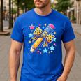 Pencil Leopard Coquette Bow Teacher Life Back To School Men's Casual T-Shirt Royal Blue Pencil Leopard Coquette Bow Teacher Life Back To School Men's Casual T-Shirt Royal Blue