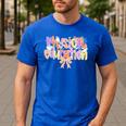 Physical Education Halloween Bow Checkered Teacher Ghost PE Men's Casual T-Shirt Royal Blue