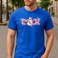 Pink Ghost Teach Halloween Teacher In Spooky Season Men's Casual T-Shirt Royal Blue