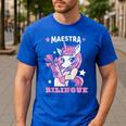 Pink Unicorn Spanish Teacher Regalos Para Bilingue Teacher Men's Casual T-Shirt Royal Blue Pink Unicorn Spanish Teacher Regalos Para Bilingue Teacher Men's Casual T-Shirt Royal Blue