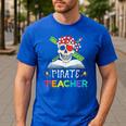 Pirate Teacher Halloween Skull Adult Men's Casual T-Shirt Royal Blue Pirate Teacher Halloween Skull Adult Men's Casual T-Shirt Royal Blue