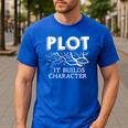 Plot It Builds Character Book Reading Teacher Men's Casual T-Shirt Royal Blue Plot It Builds Character Book Reading Teacher Men's Casual T-Shirt Royal Blue