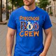 Preschool Boo Crew Preschool Halloween Teacher Men's Casual T-Shirt Royal Blue