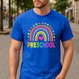 Preschool Rainbow Girls Boys Kids Teacher Back To School Men's Casual T-Shirt Royal Blue Preschool Rainbow Girls Boys Kids Teacher Back To School Men's Casual T-Shirt Royal Blue