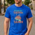 Psychology Teachers Love Brains Halloween For Psychologists Men Women Men's Casual T-Shirt Royal Blue Psychology Teachers Love Brains Halloween For Psychologists Men Women Men's Casual T-Shirt Royal Blue