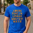 Pumpkin ABC Halloween Alphabet Costume School Teacher Kids Men's Casual T-Shirt Royal Blue