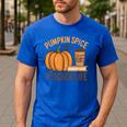 Pumpkin Spice And Teacher Life Halloween Teacher Men's Casual T-Shirt Royal Blue Pumpkin Spice And Teacher Life Halloween Teacher Men's Casual T-Shirt Royal Blue