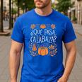 Que Pasa Calabaza Shirt Spanish Teacher Men's Casual T-Shirt Royal Blue