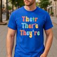 There Their They'Re English Class Grammar Joke Teacher Men's Casual T-Shirt Royal Blue