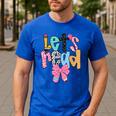Lets Read Reading Teacher Back To School Literacy Pencil Bow Men's Casual T-Shirt Royal Blue Lets Read Reading Teacher Back To School Literacy Pencil Bow Men's Casual T-Shirt Royal Blue