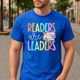 Readers Are Leaders Reading Book Lovers Teacher Women Kids Men's Casual T-Shirt Royal Blue