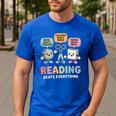 Reading Beats Everything Teacher Rock Paper Scissors Men's Casual T-Shirt Royal Blue Reading Beats Everything Teacher Rock Paper Scissors Men's Casual T-Shirt Royal Blue