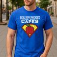 Real Superheroes Don't Wear Capes Teacher Shirt Teaching Te Men's Casual T-Shirt Royal Blue