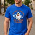 Retro You Can't Scare Me I'm A Math Teacher Cute Ghost Women Men's Casual T-Shirt Royal Blue