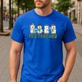Retro Christmas Snowman FCS Teacher Family Consumer Science Men's Casual T-Shirt Royal Blue Retro Christmas Snowman FCS Teacher Family Consumer Science Men's Casual T-Shirt Royal Blue