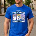 Retro Are You Fall O Ween Directions Teacher Halloween Ghost Men's Casual T-Shirt Royal Blue