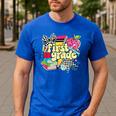 Retro First Grade Teacher Disco Ball Coquette Back To School Men's Casual T-Shirt Royal Blue