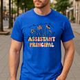 Retro Floral Assistant Principal Shirt For Teachers Day Men's Casual T-Shirt Royal Blue