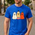 Retro Pencil Ghost Boo Spooky Teacher Halloween Costume Men's Casual T-Shirt Royal Blue Retro Pencil Ghost Boo Spooky Teacher Halloween Costume Men's Casual T-Shirt Royal Blue