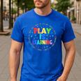 Retro Play Is Learning Teacher Back To School Men's Casual T-Shirt Royal Blue