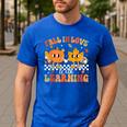 Retro Pumpkin Fall In Love With Learning Autumn Teacher Men's Casual T-Shirt Royal Blue