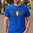 Retro SPED Teacher Pencil Lightning Bolt Back To School Men's Casual T-Shirt Royal Blue
