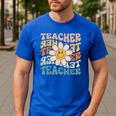 Retro Teacher Daisy Colorful Elementary School Teacher Men's Casual T-Shirt Royal Blue Retro Teacher Daisy Colorful Elementary School Teacher Men's Casual T-Shirt Royal Blue