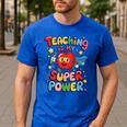Retro Teaching Is My Superpower Apple Teacher Appreciation Men's Casual T-Shirt Royal Blue