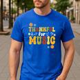 Retro Thankful For Music Floral Music Teacher Thanksgiving Men Women Men's Casual T-Shirt Royal Blue