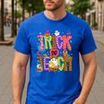 Retro Trick Or Teach Leopard Ghost Halloween Spooky Teacher Men's Casual T-Shirt Royal Blue Retro Trick Or Teach Leopard Ghost Halloween Spooky Teacher Men's Casual T-Shirt Royal Blue