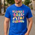 Retro Welcome Back To School Teacher Appreciation Boys Girls Men's Casual T-Shirt Royal Blue