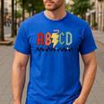 Rock Abcd Back To School Abcd Preschool Teacher Appreciation Men's Casual T-Shirt Royal Blue