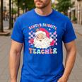 Santa Favorite Teacher Shirt Teacher Christmas Men's Casual T-Shirt Royal Blue Santa Favorite Teacher Shirt Teacher Christmas Men's Casual T-Shirt Royal Blue