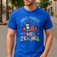 Santa's Favorite Music Teacher Christmas Santa Hat Matching Men's Casual T-Shirt Royal Blue Santa's Favorite Music Teacher Christmas Santa Hat Matching Men's Casual T-Shirt Royal Blue