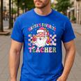 Santa's Favorite Teacher Groovy Christmas Teacher Boys Girls Men's Casual T-Shirt Royal Blue