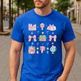 School Pencils And Bows Teacher Bow Coquette Pencil Girls Men's Casual T-Shirt Royal Blue School Pencils And Bows Teacher Bow Coquette Pencil Girls Men's Casual T-Shirt Royal Blue