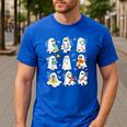 Science Teacher Ghost Laboratory Halloween Teacher Men's Casual T-Shirt Royal Blue