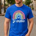 Sé Amable Spanish Bilingual Teacher Be Kind Boho Rainbow Men's Casual T-Shirt Royal Blue Sé Amable Spanish Bilingual Teacher Be Kind Boho Rainbow Men's Casual T-Shirt Royal Blue